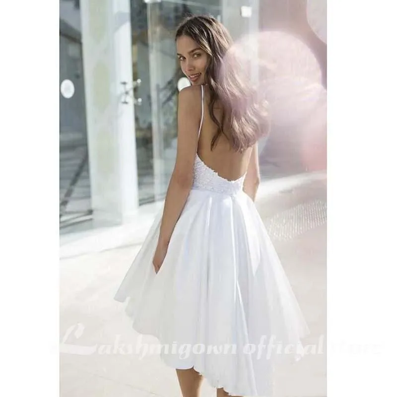 Roycebridal Beach Wedding Dresses Sexy Spaghetti Straps Backless