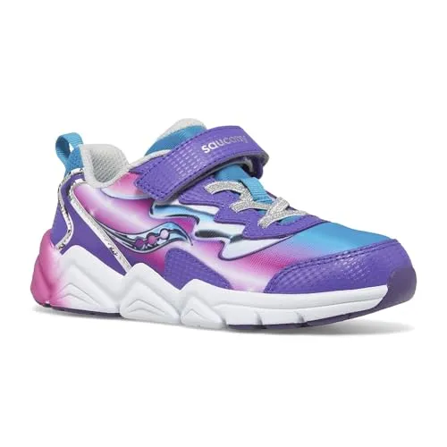 Saucony Flash Alternative Closure 3.0 Sneaker, Teal/Purple/Chrome, 13 US Unisex Little Kid
