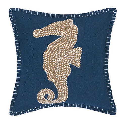 Seahorse Embroidered Pillow