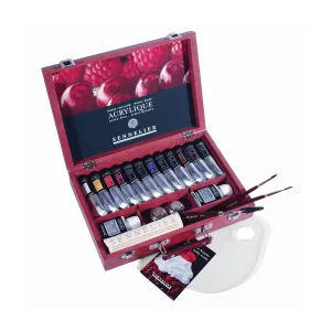Sennelier Acrylic set with 12 x 60ml tubes in wooden box