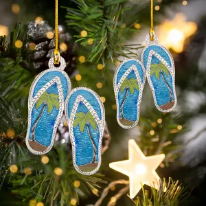 Shaped Ornament - Silver Flip Flop  - H9h3-766