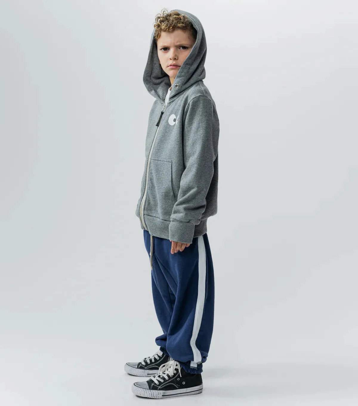 SIDE EYE ZIP HOODIE HEATHER GREY