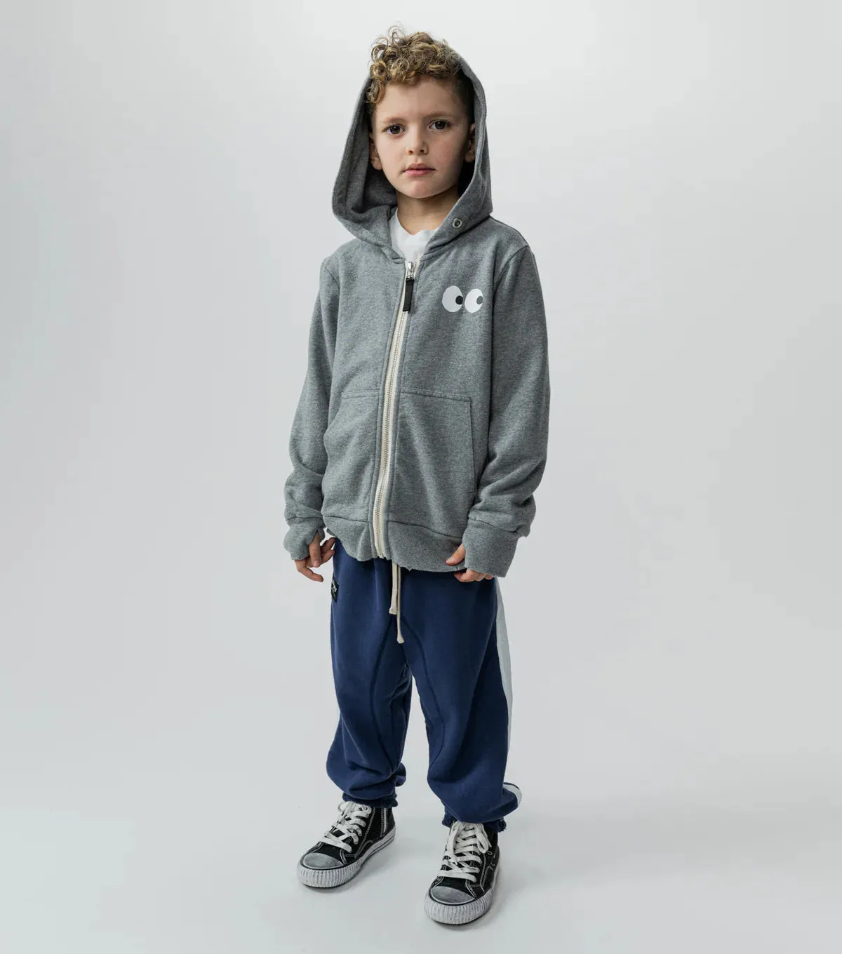 SIDE EYE ZIP HOODIE HEATHER GREY