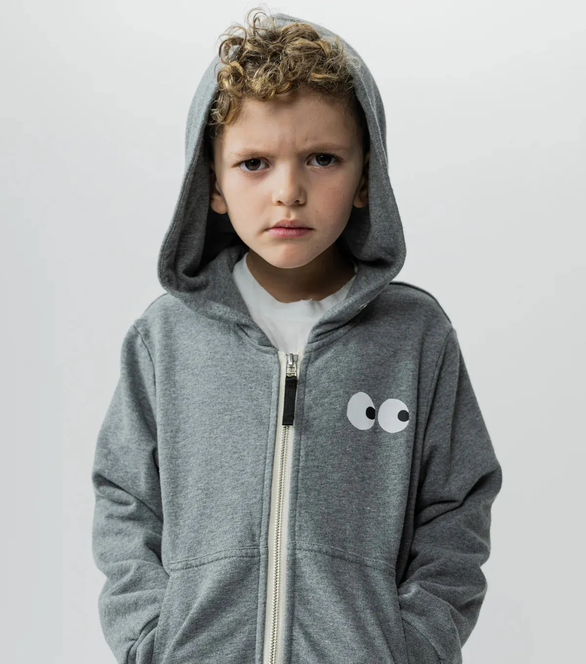SIDE EYE ZIP HOODIE HEATHER GREY