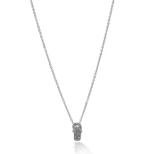 SILVER FLIP FLOP CRYSTAL PENDANT NECKLACE #SQXL0830010S (LH1/TH19)