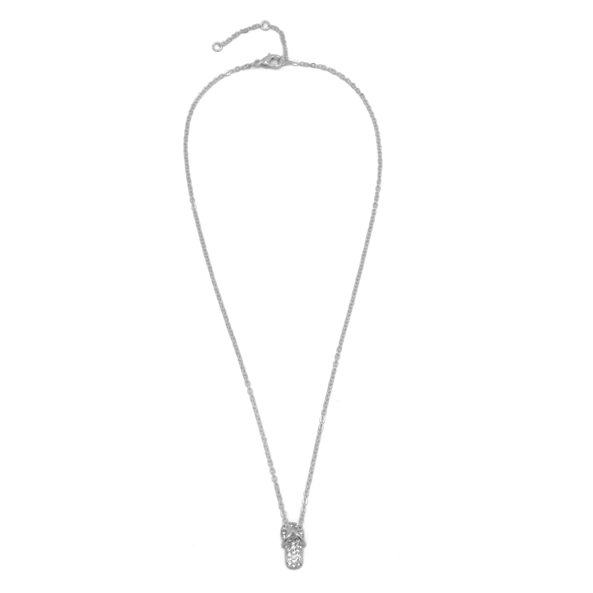 SILVER FLIP FLOP CRYSTAL PENDANT NECKLACE #SQXL0830010S (LH1/TH19)