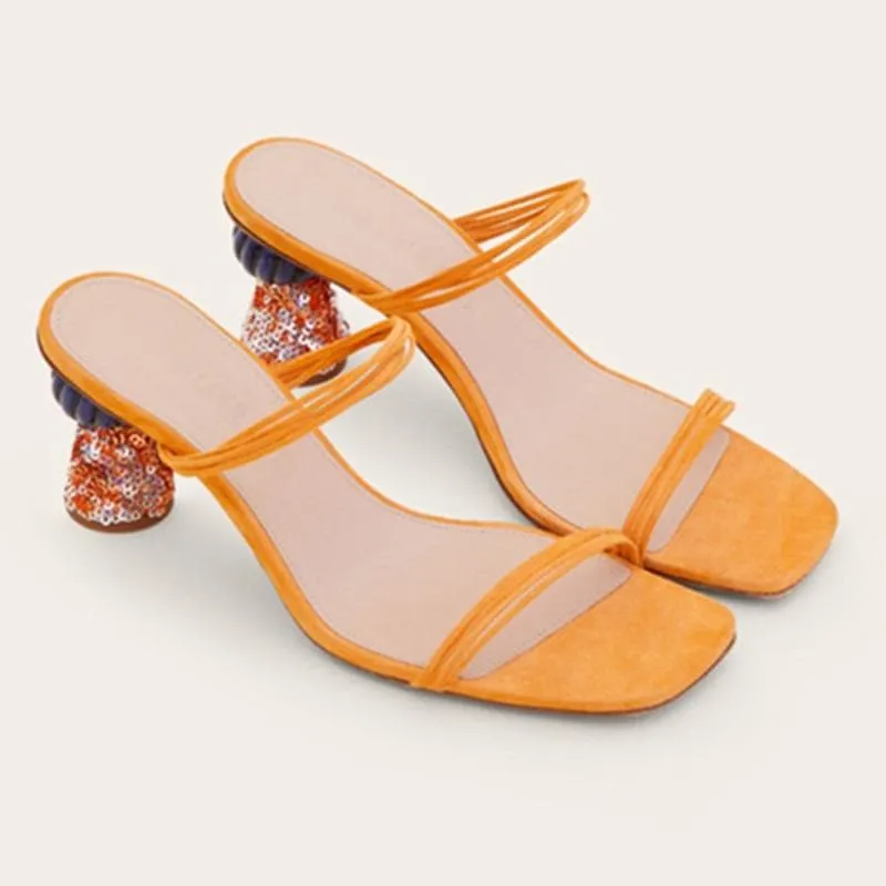 SQUARE TOE HIGH HEELS
