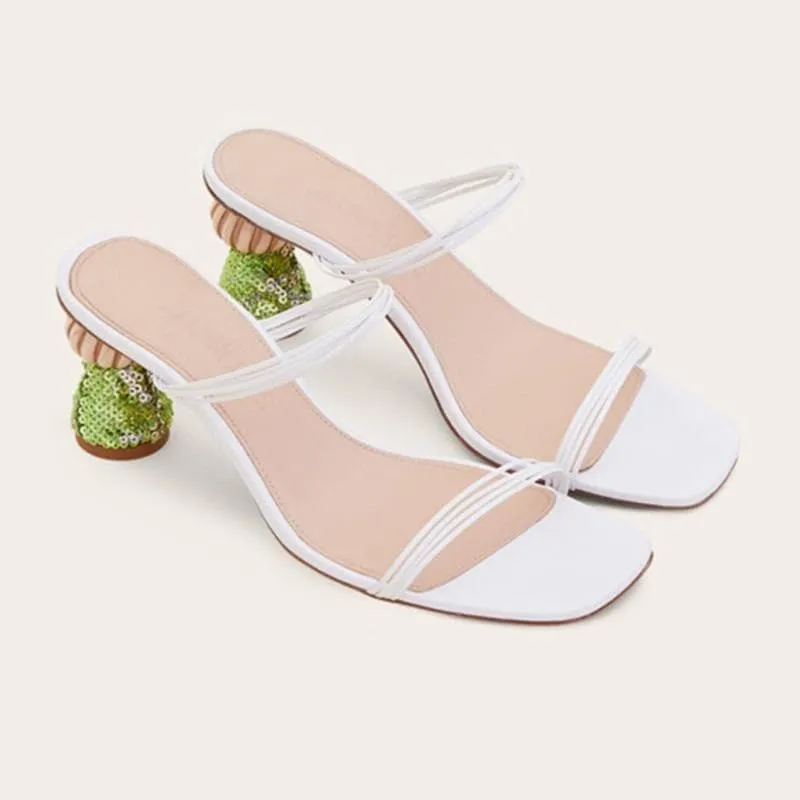SQUARE TOE HIGH HEELS