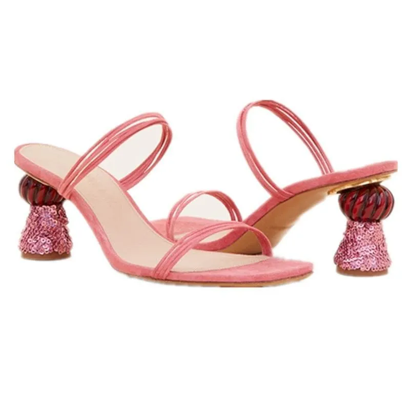 SQUARE TOE HIGH HEELS