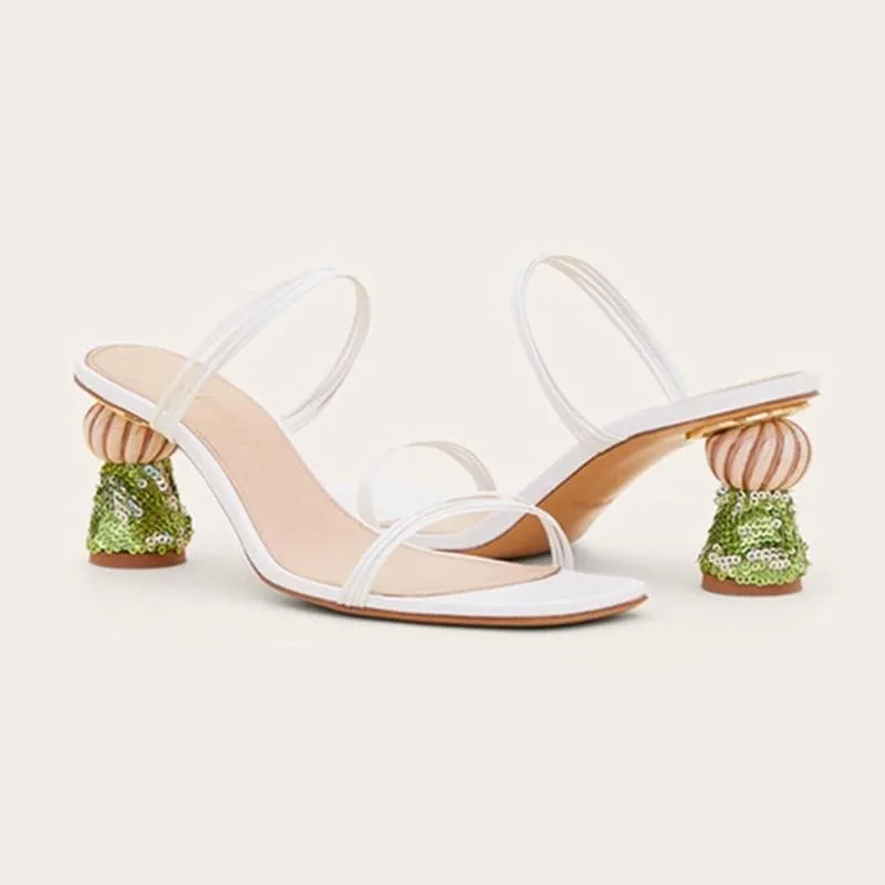 SQUARE TOE HIGH HEELS