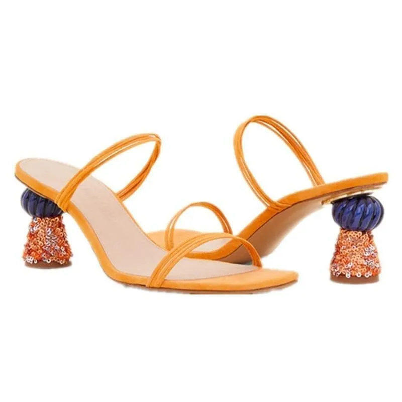 SQUARE TOE HIGH HEELS