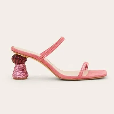 SQUARE TOE HIGH HEELS