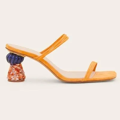 SQUARE TOE HIGH HEELS