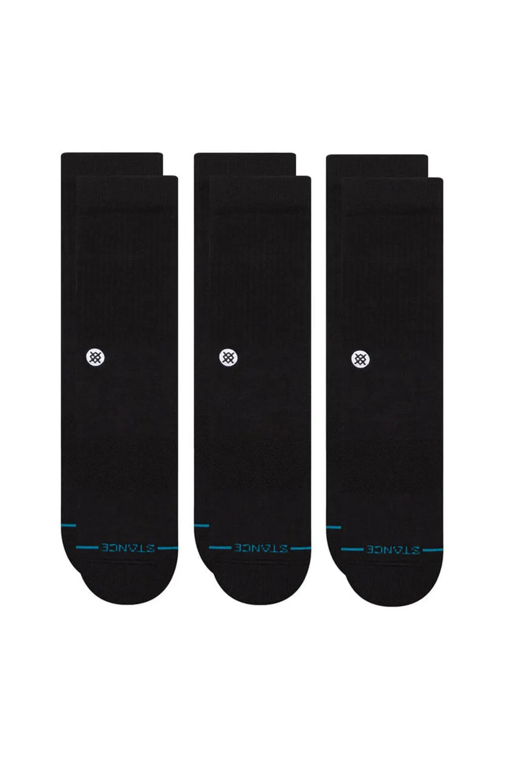 Stance 3 Pack Icon Crew Socks for Men in Black | M556D18ICP-BLK