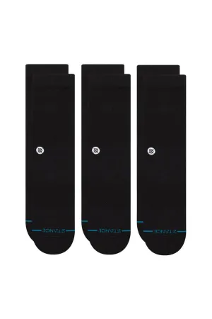 Stance 3 Pack Icon Crew Socks for Men in Black | M556D18ICP-BLK