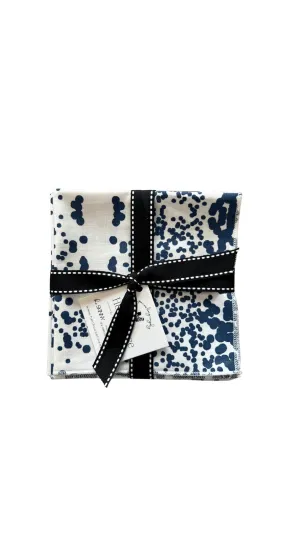stardust indigo blue printed cloth cocktail napkins