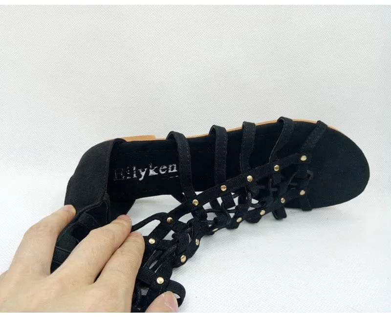 Strappy High-Knee Gladiator Sandals