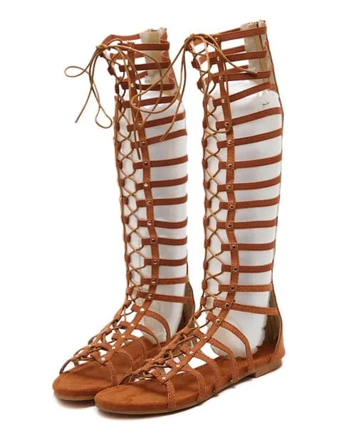 Strappy High-Knee Gladiator Sandals