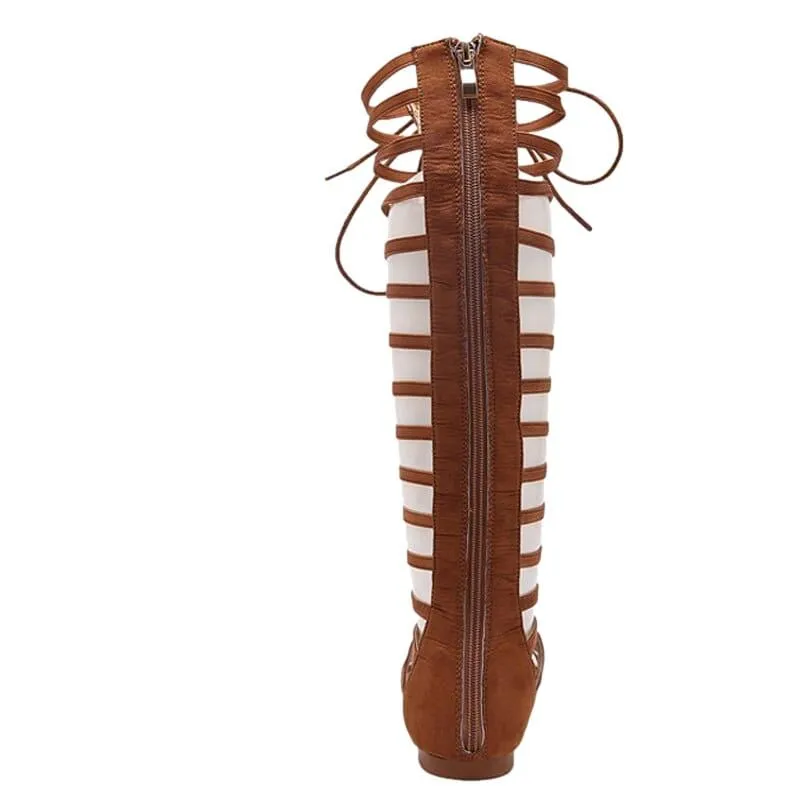 Strappy High-Knee Gladiator Sandals
