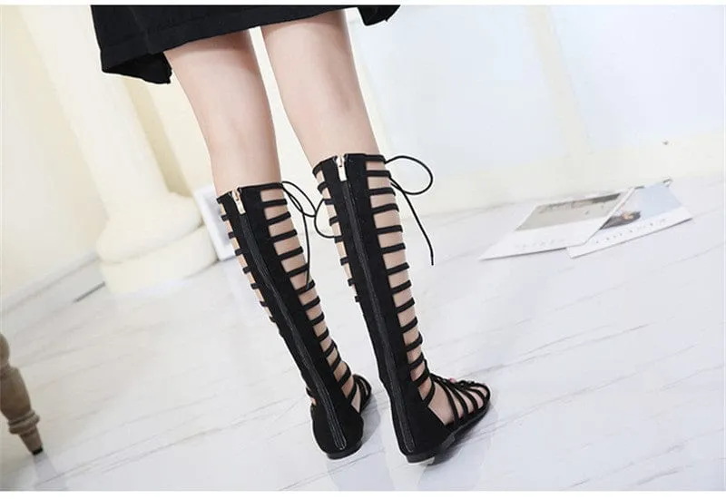Strappy High-Knee Gladiator Sandals