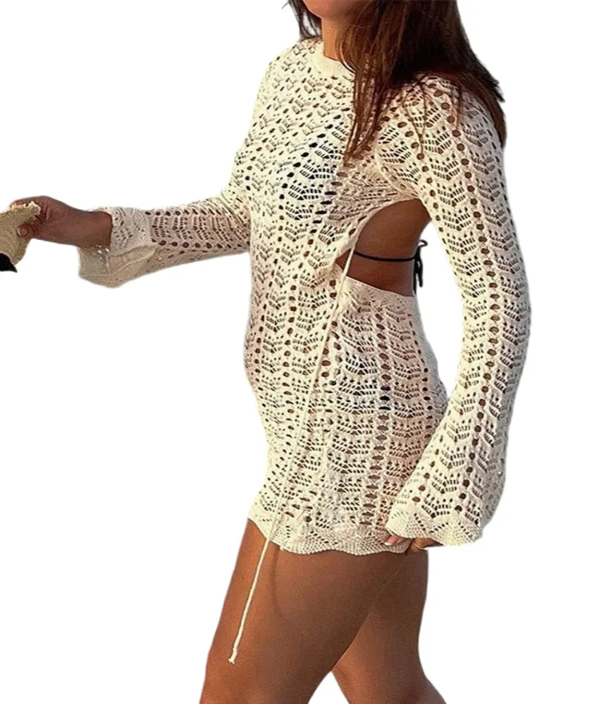 Summer Goddess Backless Crochet Bodycon Cover-Up