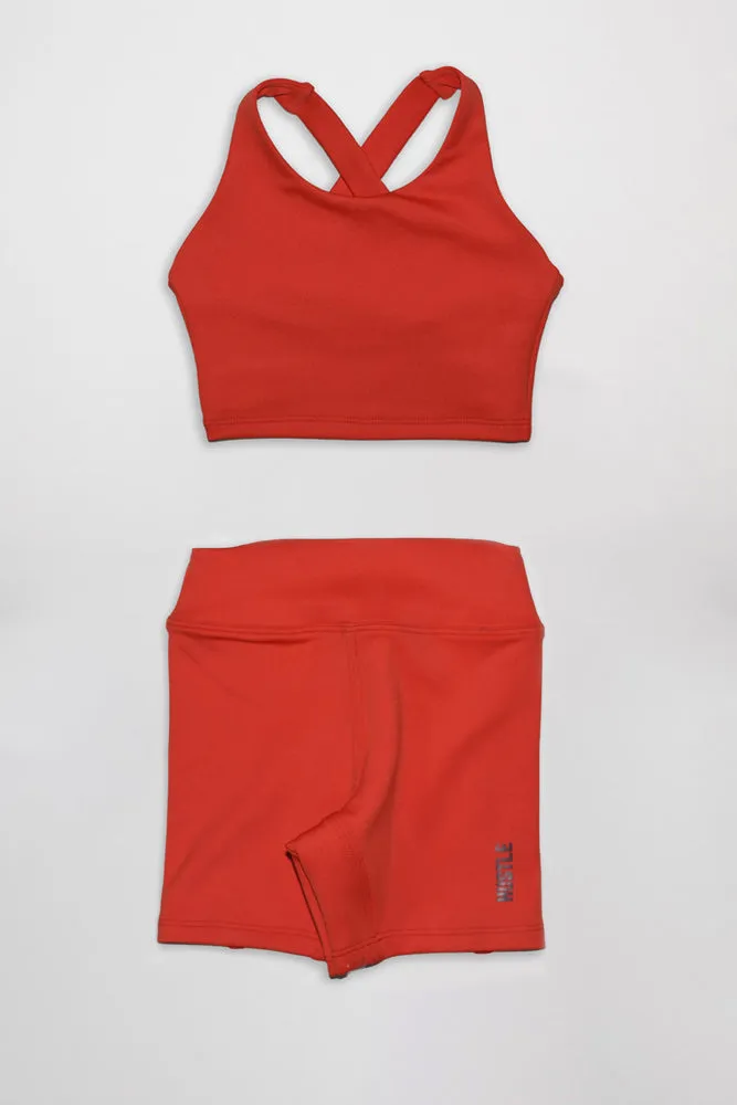 The Girls Cross Back Top Biker Shorts Set
