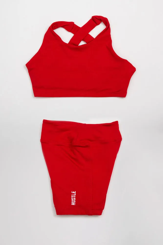The Girls Cross Back Top Biker Shorts Set