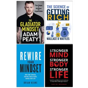 The Gladiator Mindset [Hardcover], The Science of Getting Rich, Rewire Your Mindset, Stronger Mind Collection 4 Books Set