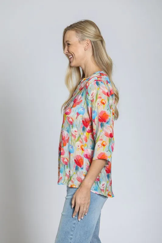 The Myra Top - Pink Coral Multi