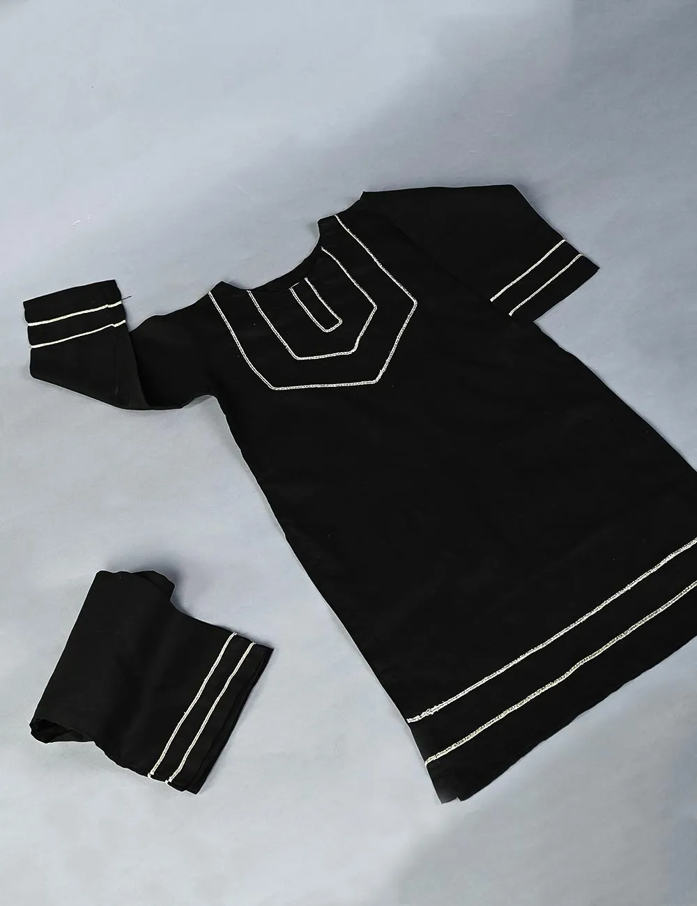 TKF-02-Black -  2Pc Cotton Dress