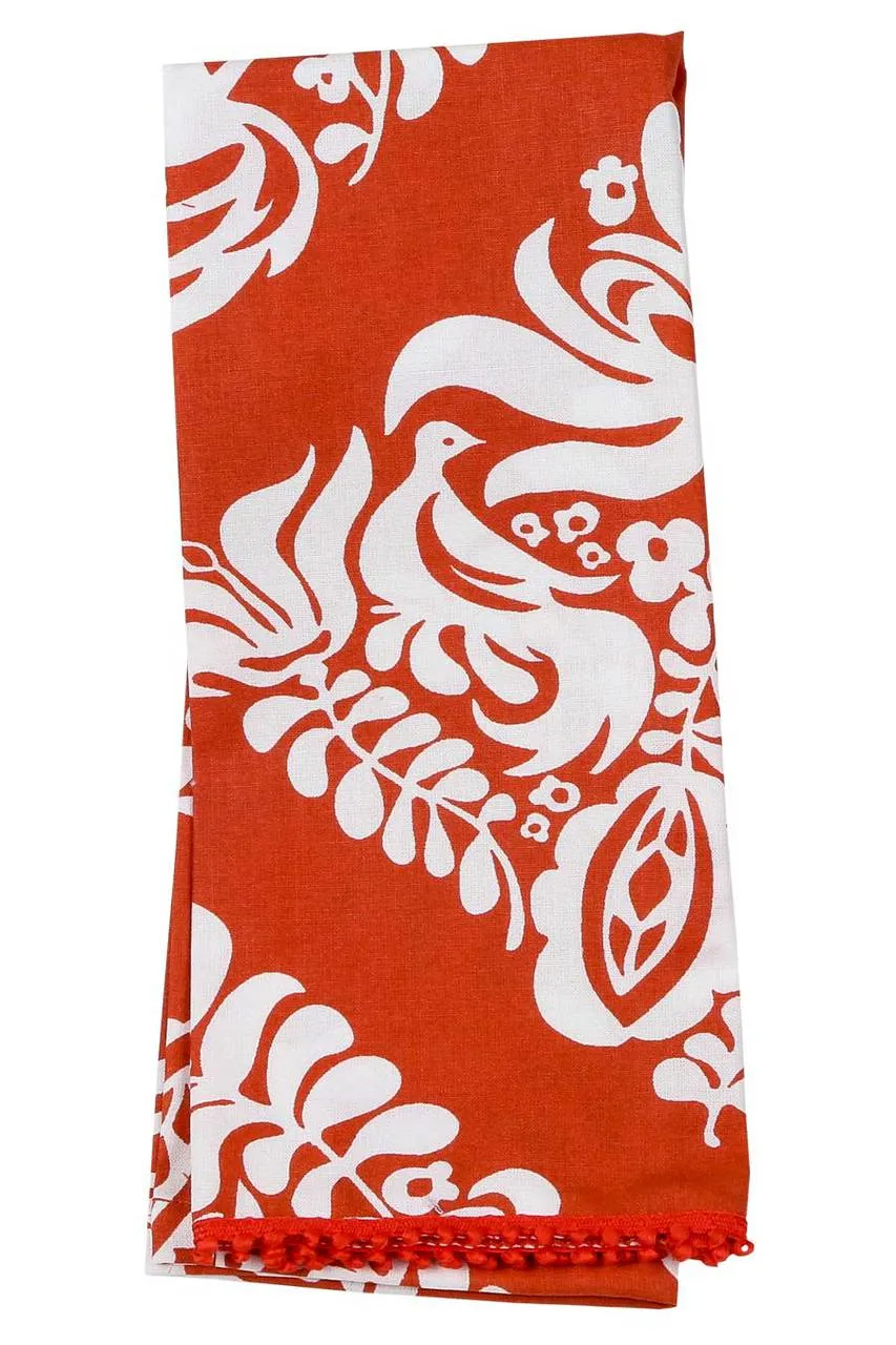 turtledove ginger orange printed cloth guest towels