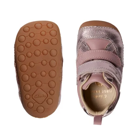 UK 5.5 Pink and Silver Tiny Fawn Velcro Sneaker