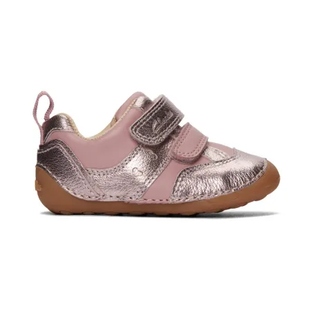 UK 5.5 Pink and Silver Tiny Fawn Velcro Sneaker