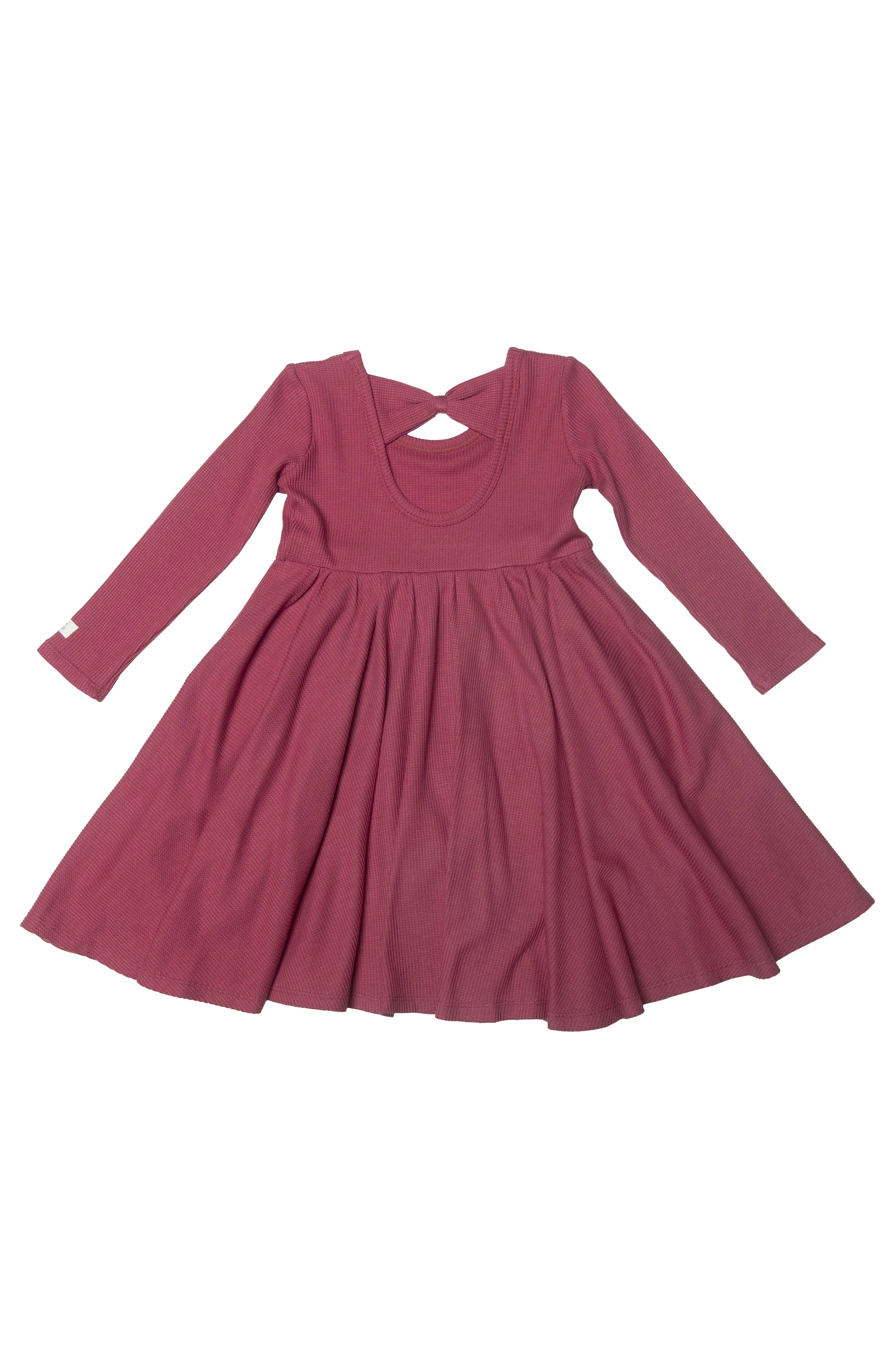 Waffle Long Sleeve Skater Dress - Mauvewood