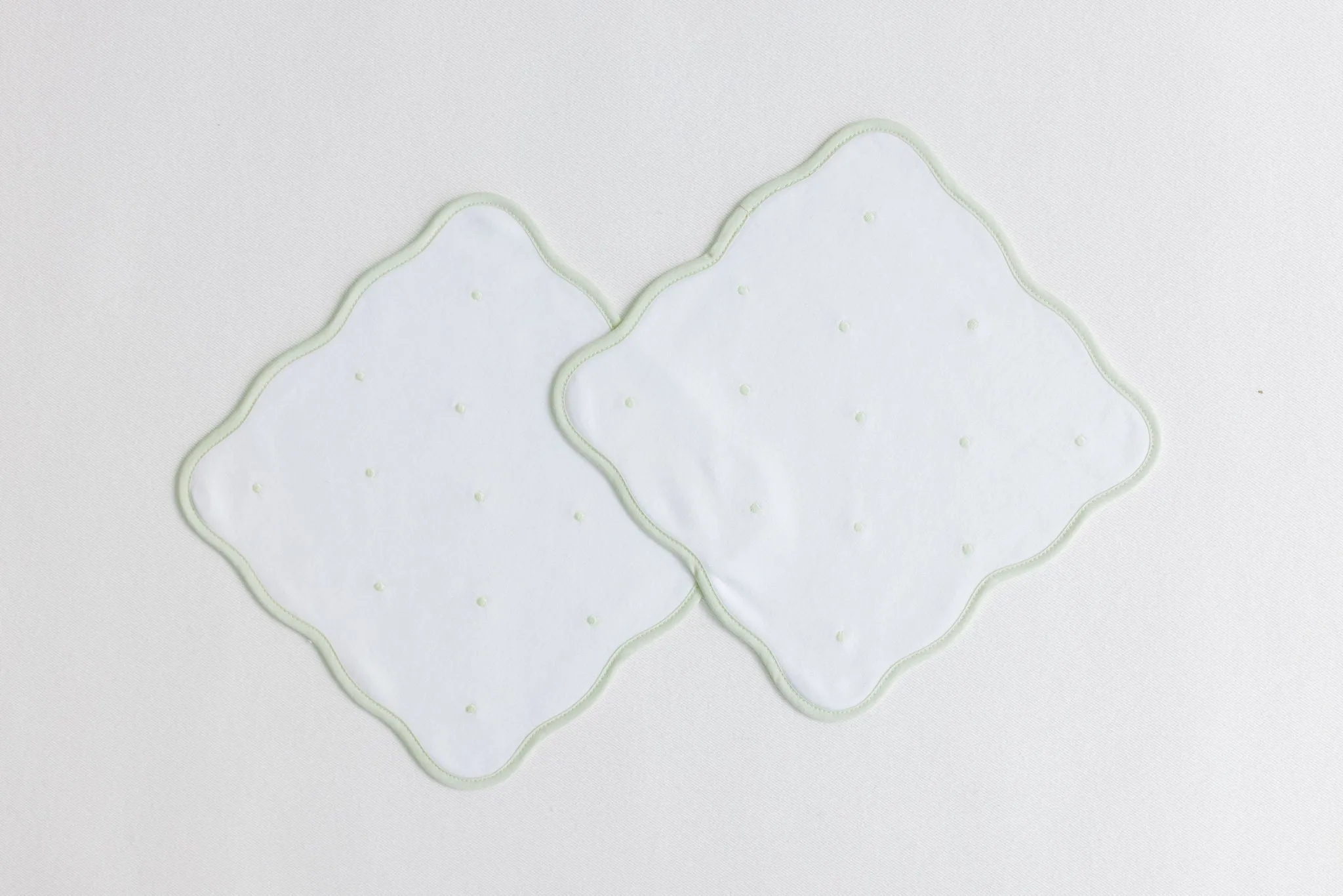 Washcloth Set, Sage Embroidered Dots