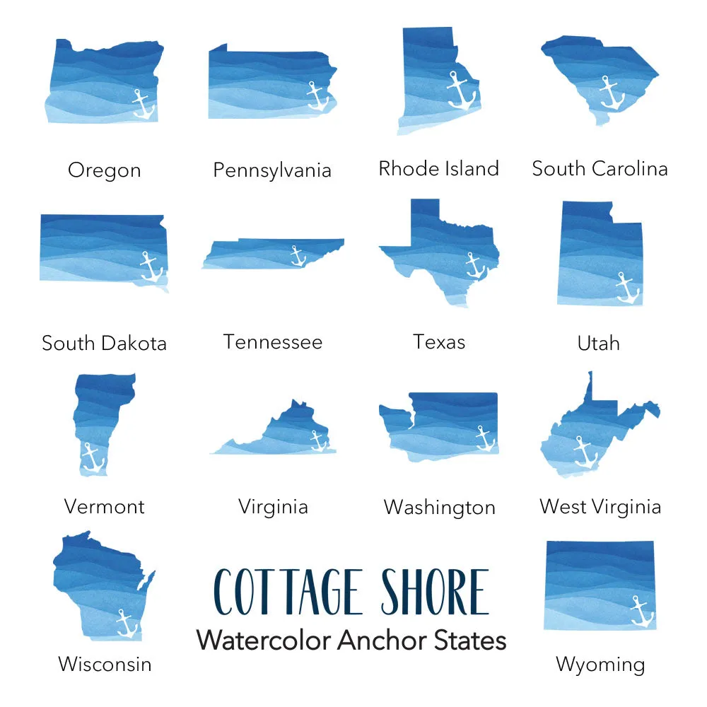 Watercolor State with Anchor - Cotton Pot Holder