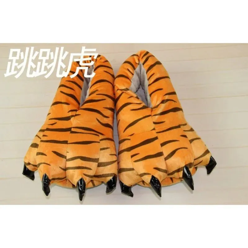 Winter Dinosaur Claw Plush Slippers
