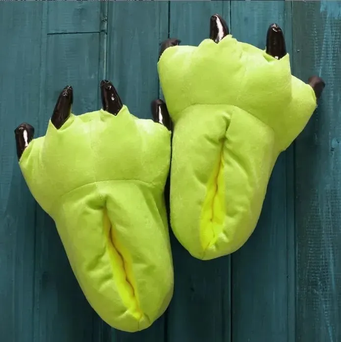 Winter Dinosaur Claw Plush Slippers