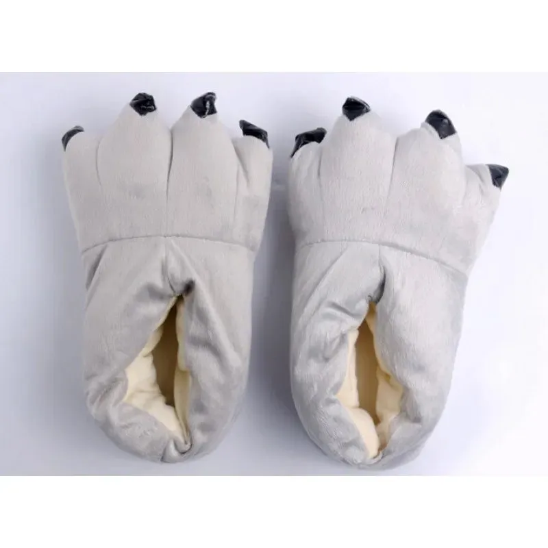 Winter Dinosaur Claw Plush Slippers