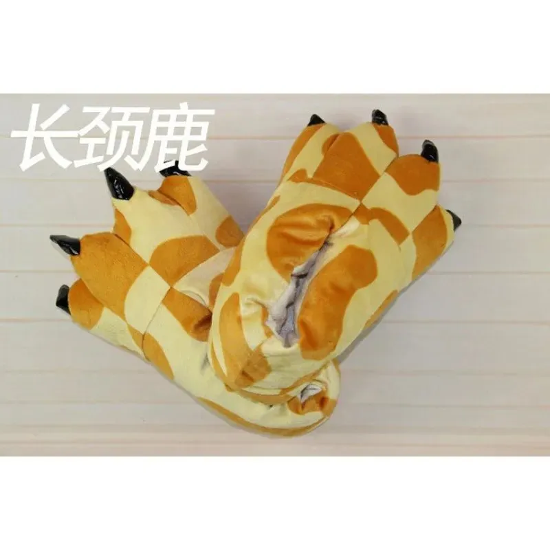 Winter Dinosaur Claw Plush Slippers