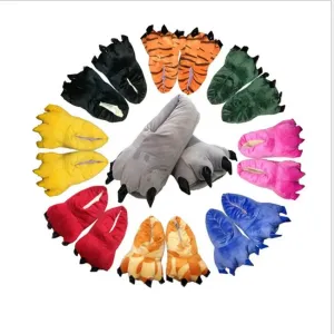 Winter Dinosaur Claw Plush Slippers