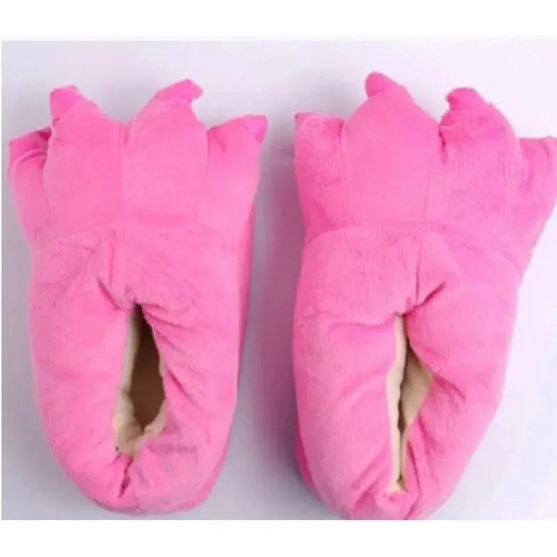 Winter Dinosaur Claw Plush Slippers