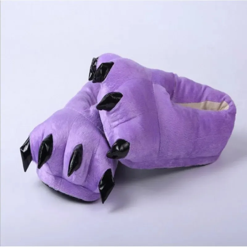 Winter Dinosaur Claw Plush Slippers