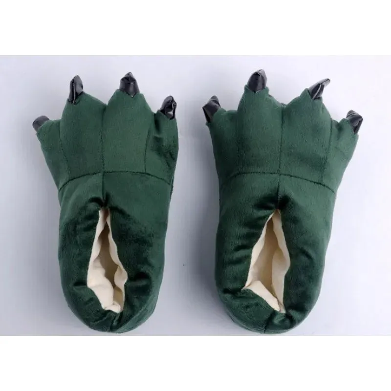 Winter Dinosaur Claw Plush Slippers