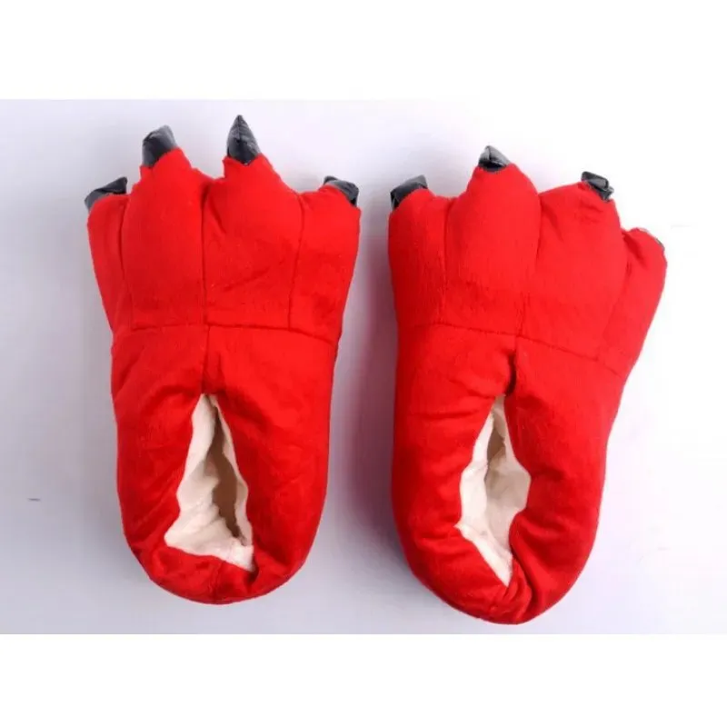 Winter Dinosaur Claw Plush Slippers