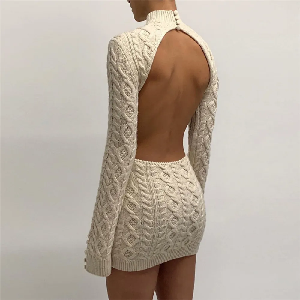 Women's Sexy Backless Knitted Dress
