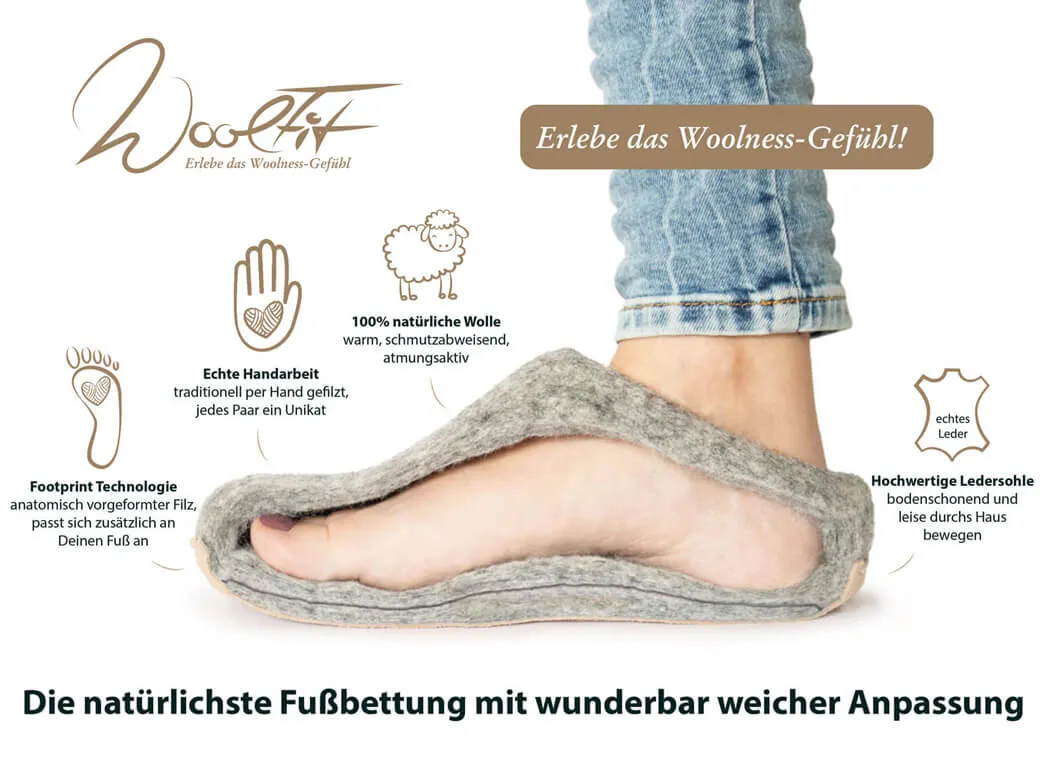WoolFit Felt Slippers | Footprint, yellow