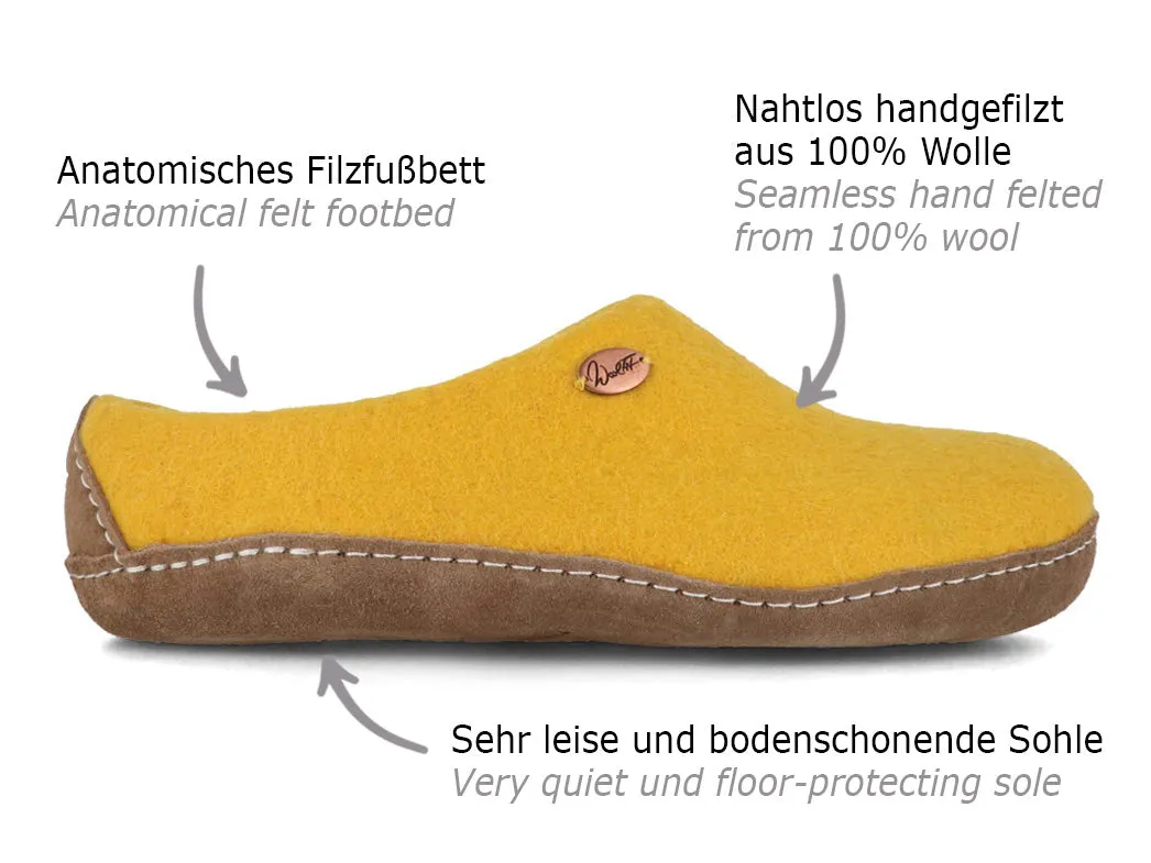 WoolFit Felt Slippers | Footprint, yellow