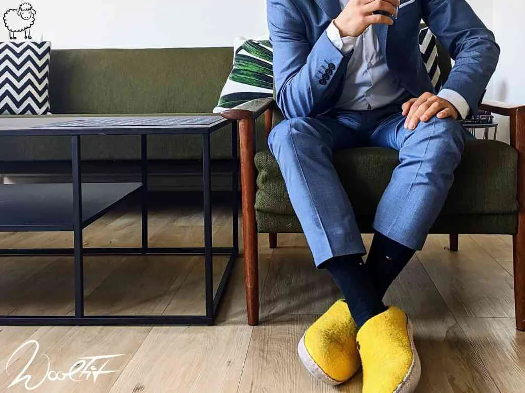 WoolFit Felt Slippers | Footprint, yellow