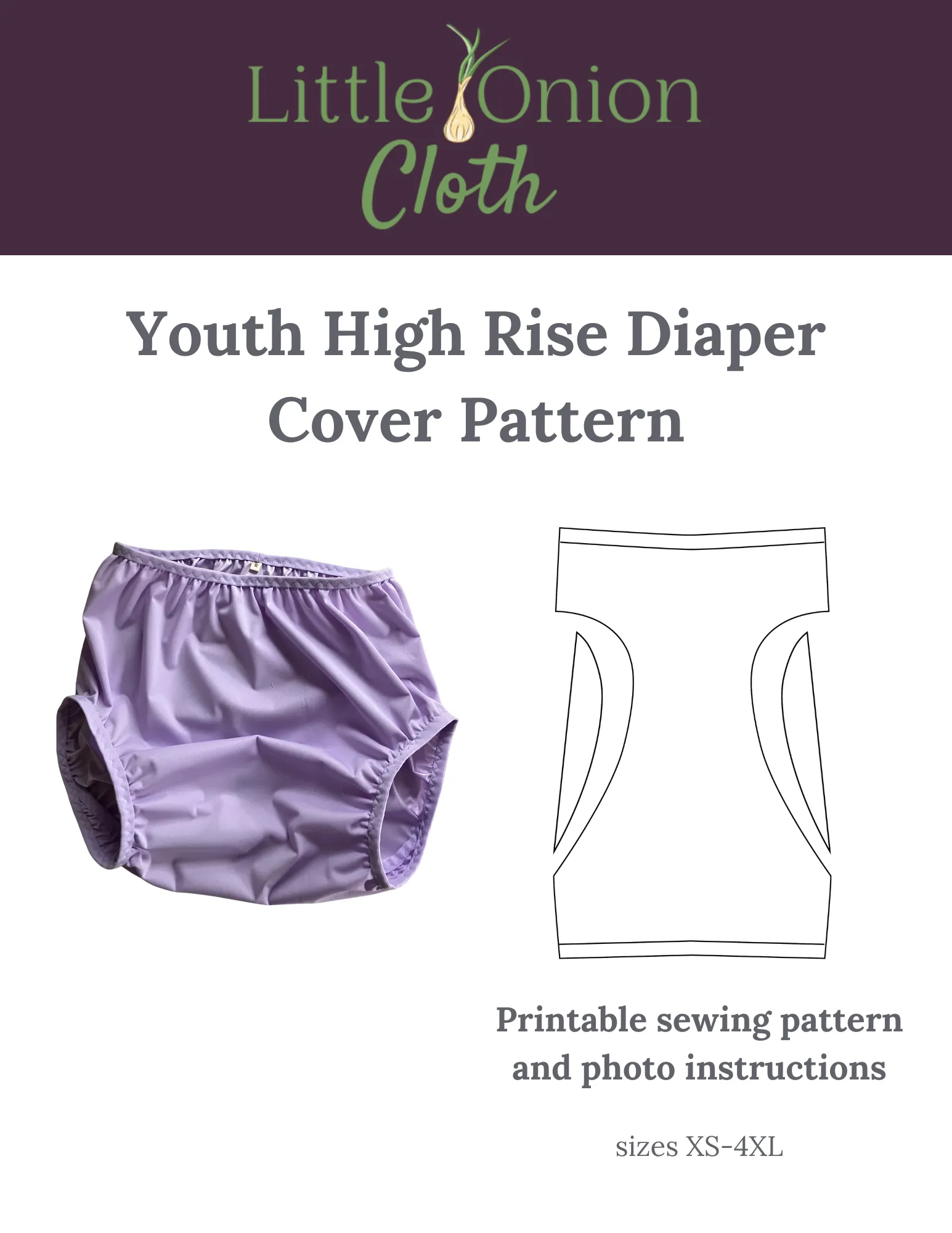 Youth High Rise Pull On Diaper Cover Sewing Pattern